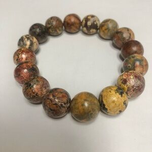 Beautiful Leopardskin Jasper Stretch Bead Bracelet 12mm beads